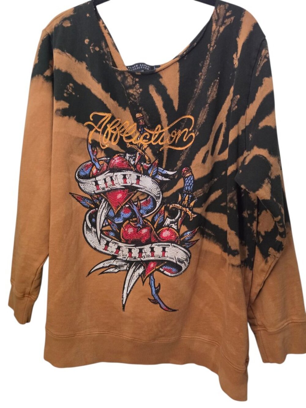 Affliction Black Label "Live Fast" Y2K Goth Women's Sweatshirt Sz XL
